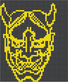 oni - oni,demon,mask,horns,japanese,outline,scary,yellow,black