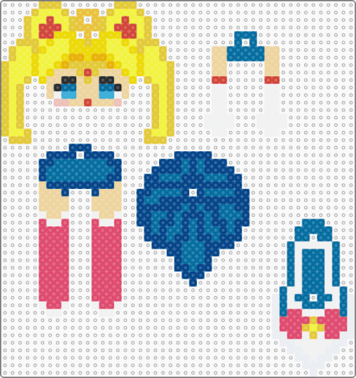 Sailor Moon Dangler - yellow,red,blue,dangler,sailor moon,anime,perler beads,keychain