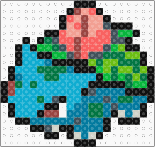 Ivysaur - green,light blue,blue,pokemon,hama,ivysaur