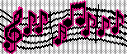 Pink music note panel - white