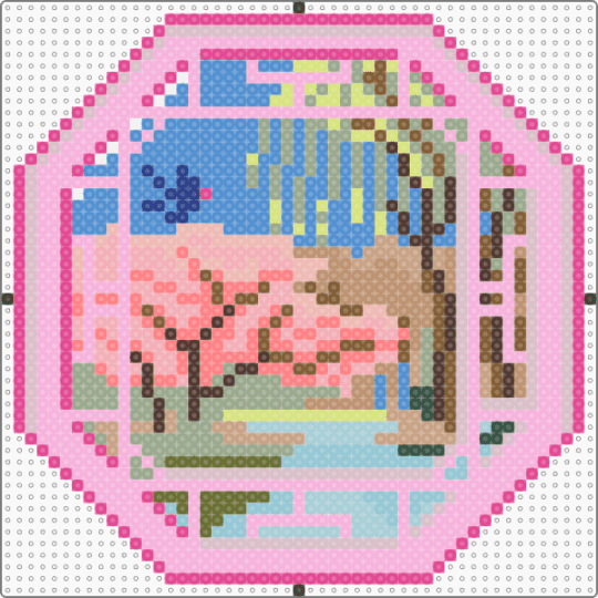 Cherry Blossom Window - pink,beige,light blue,gray,cherry,blossom,cherry blossom,cherry blossoms,window,pretty