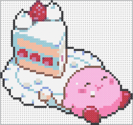 Kirby's Sneeky Snack - pink,light blue,kirby,cake,snack,sweet,cakes,sweets,snacks