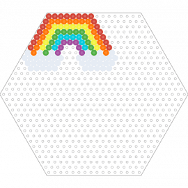 hexagon rainbow (simple) - rainbow,clouds,hexagon,vibrant,serenity,sky,arch,joy