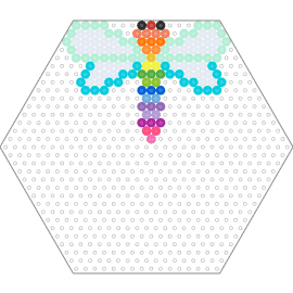 rainbow dragonfly (simple) - dragonfly,rainbow,colorful,insect,hexagon,wings,elegance,iridescence,wonder,turquoise