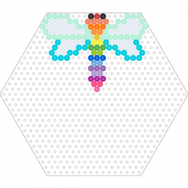 rainbow dragonfly (simple) - dragonfly,rainbow,colorful,insect,hexagon,wings,elegance,iridescence,wonder,turq