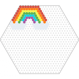 hexagon rainbow (simple) - rainbow,clouds,charm,hexagon,vibrant,serenity,sky,arch,joy