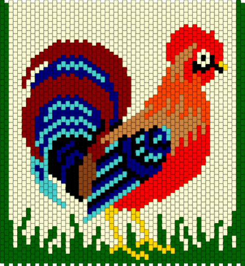 Rooster for Grandpa - white,green,red