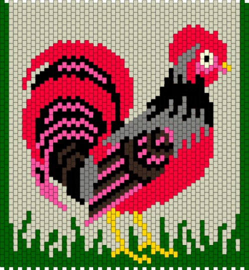 Rooster for Grandma - beige, green, red