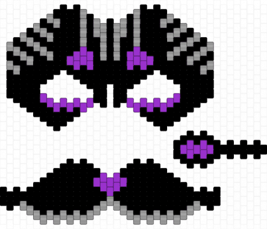 black alien therian mask - black,beige,purple