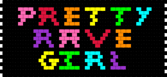 Pretty rave girl bag front - black, colorful, green, purple, red
