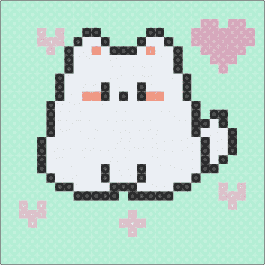 Cute White Cat - light blue,cat,chibi,cute,mint,white