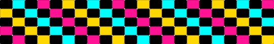 Checkered ladder stitch cuff - light blue,yellow,pink