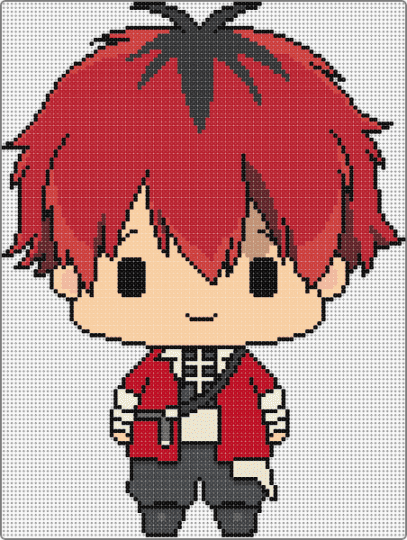 Chibi Stark - anime, anime character, beige, character, chibi, frieren, red, stark