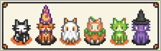 Stardew Valley - Halloween Cats V2 - cats, colorful, costume, cute, game, halloween, orange, purple, spooky, stardew, stardew valley, white