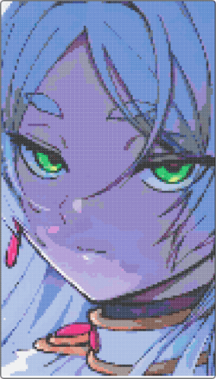 Frieren Partial Portrait 2 - blue,purple,pink,colorful