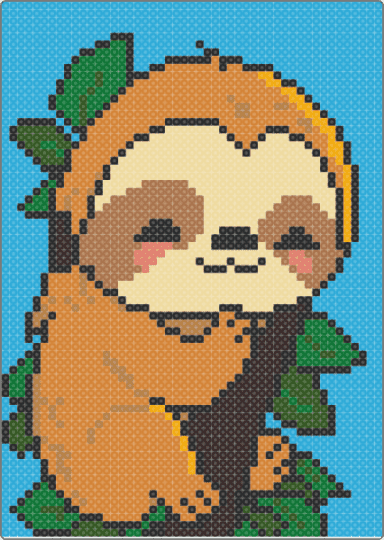 Cute tree sloth - orange,beige,light blue