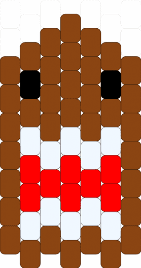 Domo charm (odd peyote) - red,domo,charm,brown,character