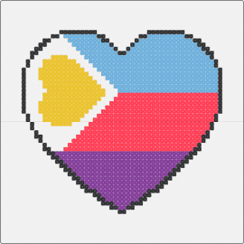 Polyam Heart - polyamorous,pride,heart,love,flag,purple,red,light blue,yellow