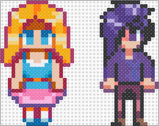Hailey and Sebastian (Big) - character, colorful, gaming, nintendo, pink, purple, red, stardew valley, video game