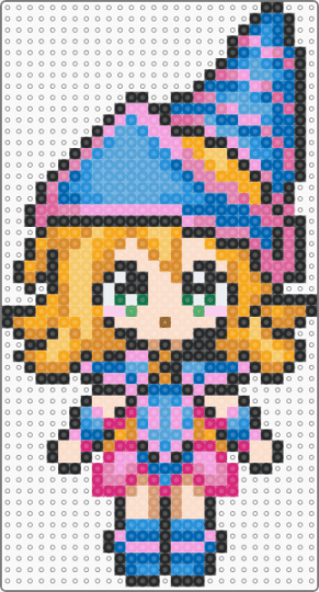 dark magician girl - beige, colorful, light blue, orange, pink