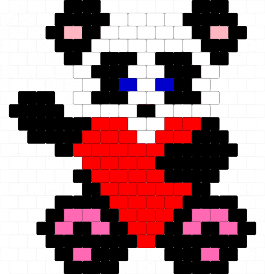 Panda with a big heart - black,red