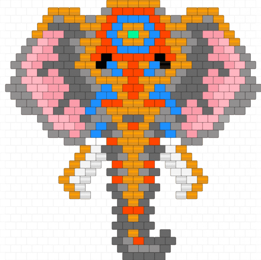 Colorfull Elephant - gray,orange,pink