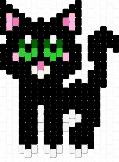 Little Black Cat - black,green,pink