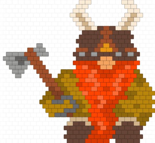 A little Viking with an axe - viking,axe,character,person,warrior,brown,red,gold