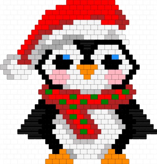 A little Christmas Penguin - beige,red