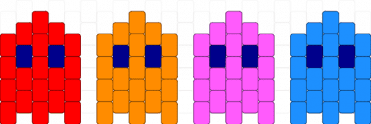 pacman ghosts - red,orange,pink,light blue
