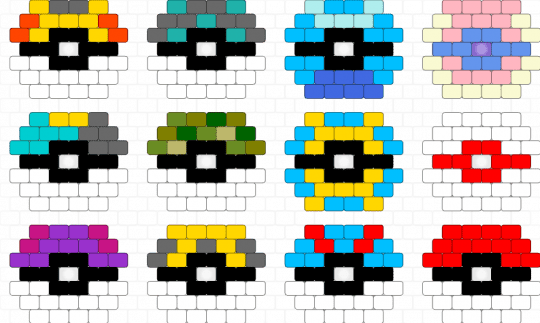 Pokeballs - white,red,light blue,yellow,pink,colorful