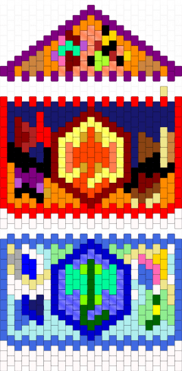 WOF bag front, back, and flap - colorful, orange, purple, yellow