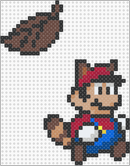 Super Mario Racoon (Keychain) - beige, black, brown, fantasy, gaming, nintendo, red, snes, supermario, videogames