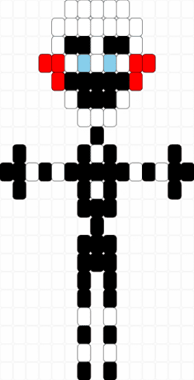Puppet Charm - black,white,red,fnaf,puppet,charm,puppet charm,easy,five nights at freddys,ladder stitch,charlotte