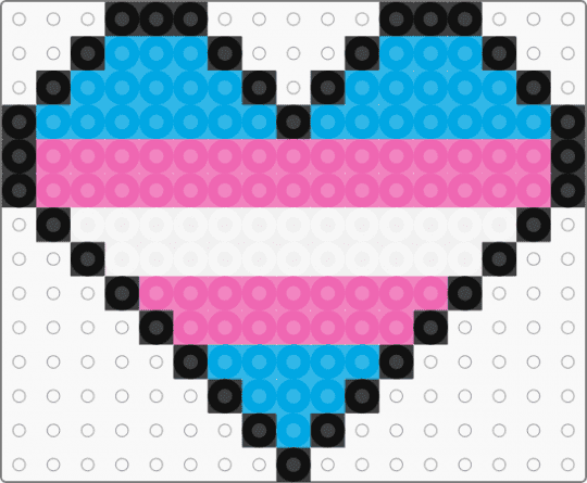 trans heart perler - pink,light blue