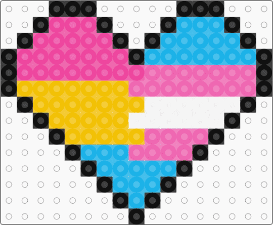 pansexual & trans heart perler - pink