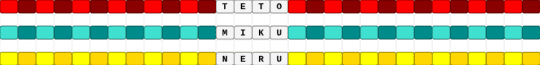 Vocoloid singles!!!!! - blue, miku, neru, red, teto, yellow