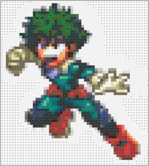 MIDORYA perler - brown, colorful, gold, gray, mha, red, white