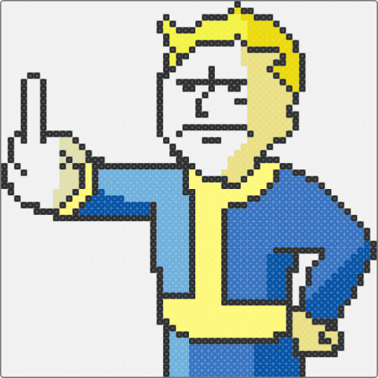 Fallout Angry Vaultboy - blue, white, yellow