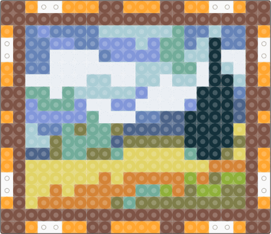 Wheat field???? - blue, light blue, orange, tan