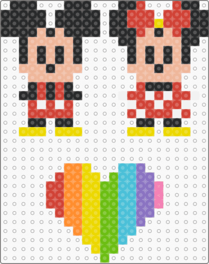 Mickey Minnie - red,yellow,beige