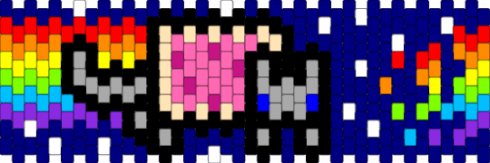NYAN CAT - purple,beige,nyan cat,cuff,nyan,cat,rainbow,pony bead
