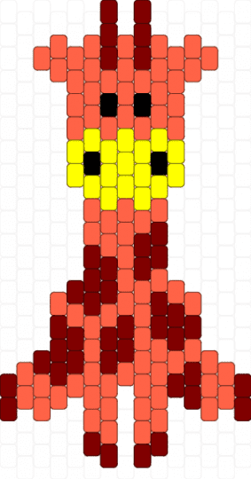 Giraffe - red,brick stitch,giraffe,mini pattern,cute pattern,easy pattern,animal pattern,seed beads
