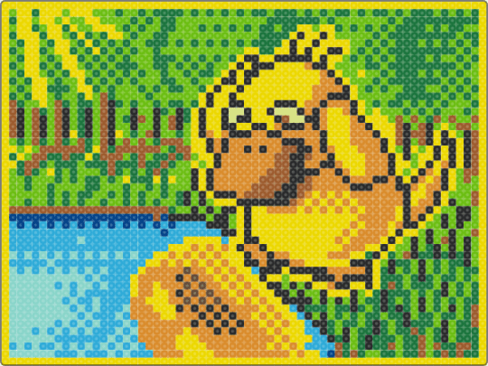 psyduck - yellow,green,orange,pokemon,psyduck