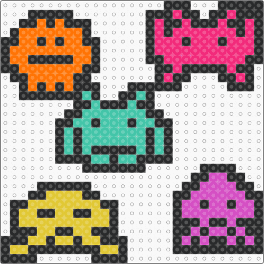 Lil space invader guys - black,pink