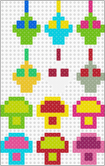 Centipede charms ^^ - bugs, charm, green, neon, pink, pixal, red, video game, yellow
