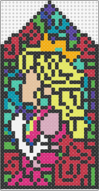 peach stained glass - stained glass,princess peach,mario,nintendo,character,colorful,gaming,red,yellow