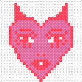 horned heart baddie - heart,devil,horns,face,mischief,playful,impish,edgy,affection,red,pink