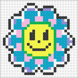 disco lines inspired flower - disco lines,smiley,flower,dj,edm,music,cheerful,geometric,electronic,yellow,blue