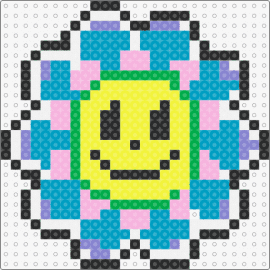 disco lines inspired flower - disco lines,smiley,flower,dj,edm,music,cheerful,geometric,electronic,yellow,blue